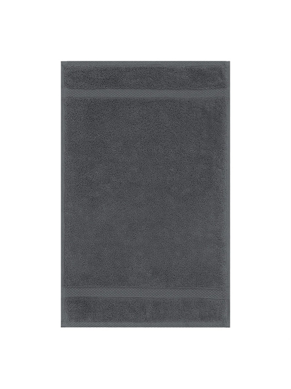 Serviette invités en coton anthracite 30x50 cm, tissage zéro twist, liteau renforcé