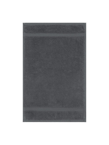 Serviette invités en coton anthracite 30x50 cm, tissage zéro twist, liteau renforcé