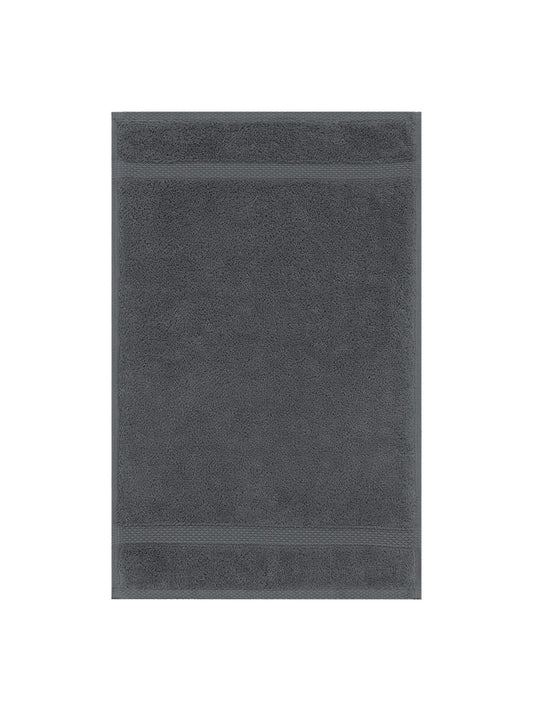 Serviette invités en coton anthracite 30x50 cm, tissage zéro twist, liteau renforcé