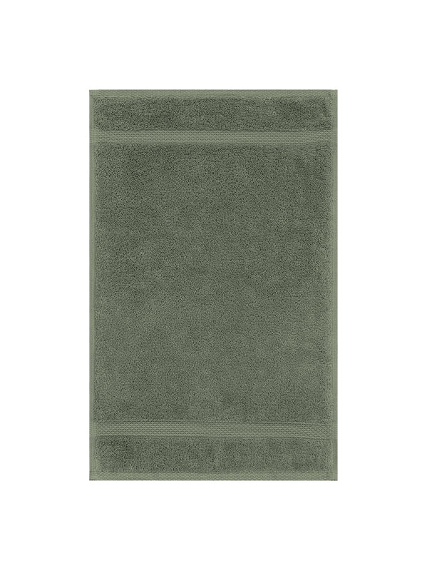 Serviette invités Elea kaki 30x50 cm en coton 100% avec liteau structurant