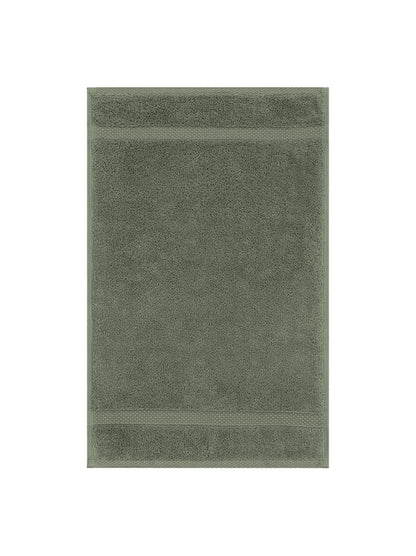Serviette invités Elea kaki 30x50 cm en coton 100% avec liteau structurant