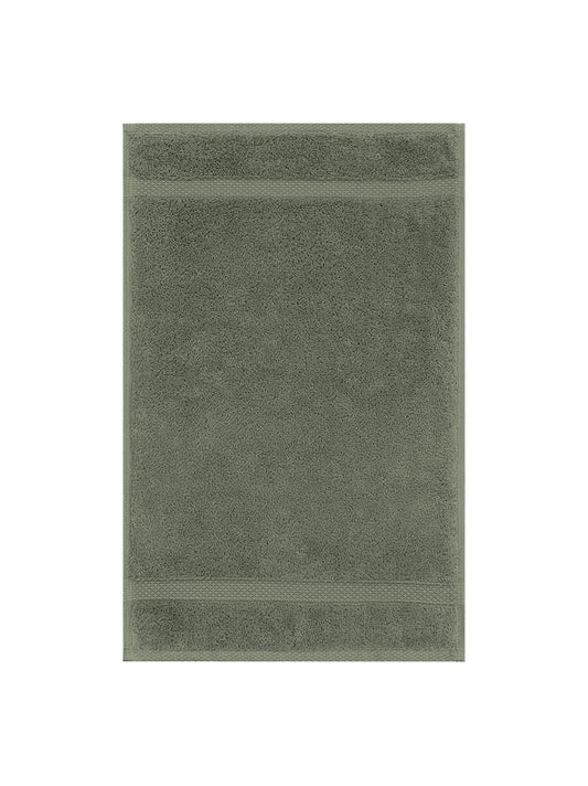 Serviette invités Elea kaki 30x50 cm en coton 100% avec liteau structurant