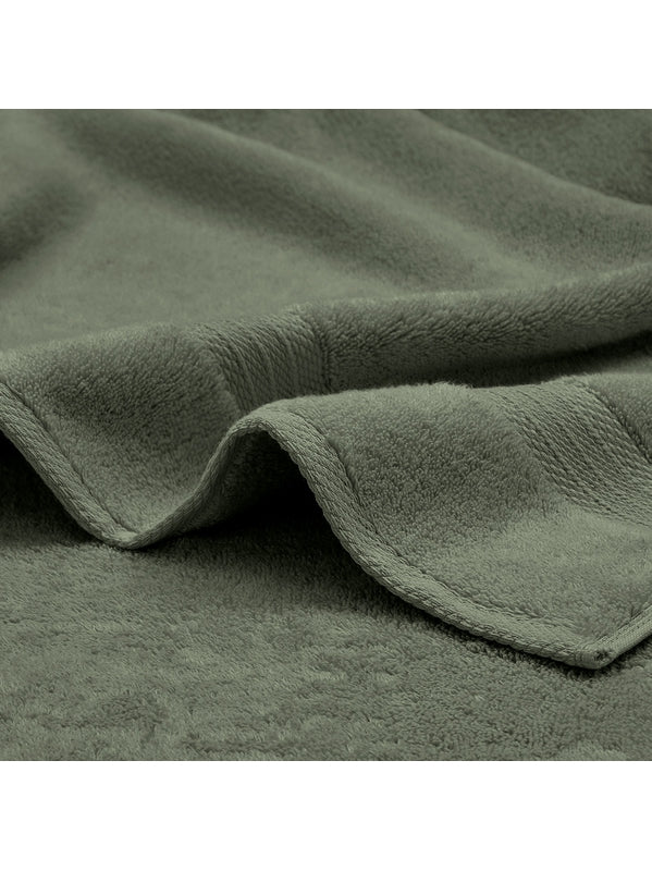 Serviette invités Elea kaki 30x50 cm en coton 100% avec liteau structurant