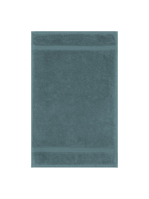 Serviette invités ELEA pétrole 30x50 cm en coton avec finitions liteau