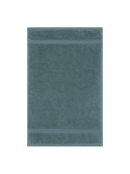 Serviette invités ELEA pétrole 30x50 cm en coton avec finitions liteau