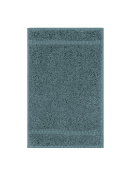 Serviette invités ELEA pétrole 30x50 cm en coton avec finitions liteau