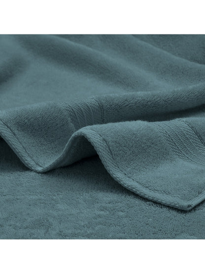 Serviette invités ELEA pétrole 30x50 cm en coton avec finitions liteau