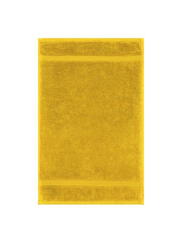 Serviette invité Éléa safran 30x50 en coton, coloris orange avec liteau
