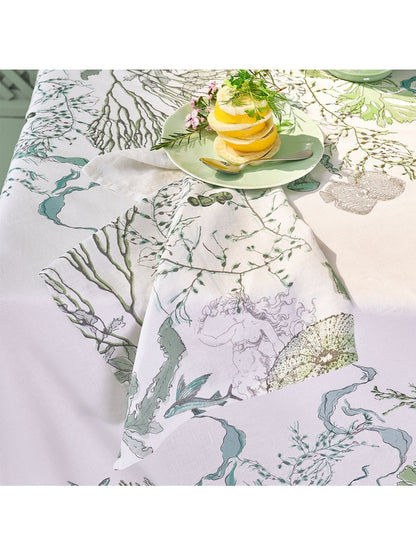 Serviette de table verte 45x45 en coton et lin, finition ourlets soignés