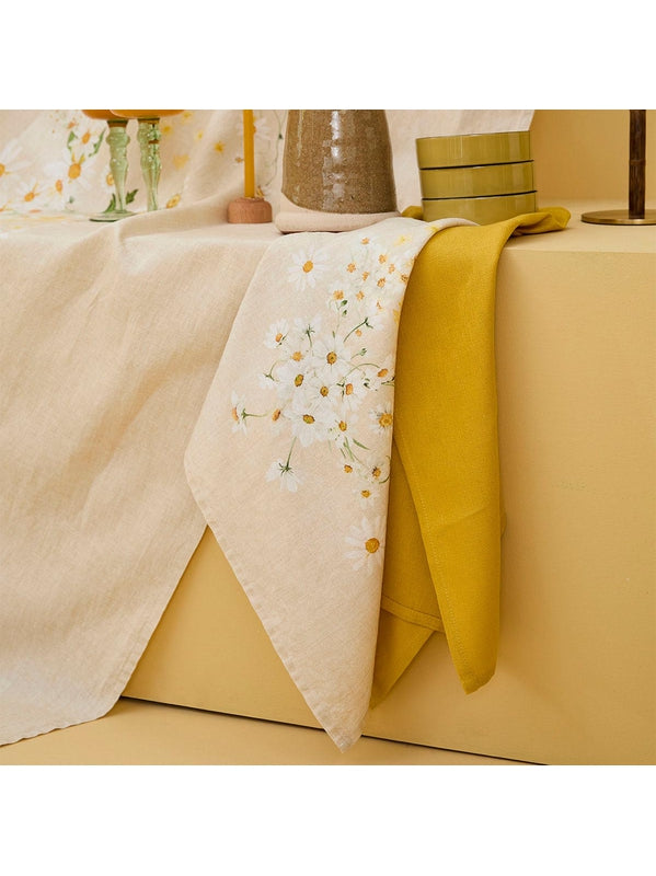 Serviette de table Daisy chanvre 45x45 beige avec ourlets soignés