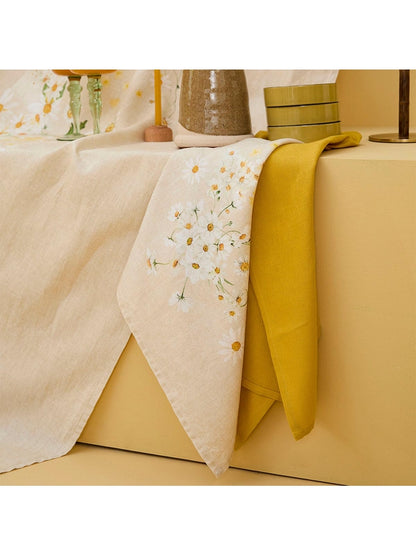 Serviette de table Daisy chanvre 45x45 beige avec ourlets soignés