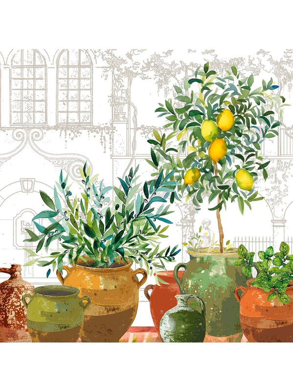 Serviette de table jardin provençal olive 45x45 vert en coton et lin