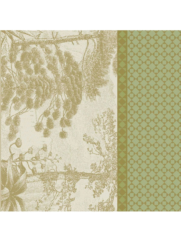 Serviette de table 55x55 en coton vert avec finition coins capuchons
