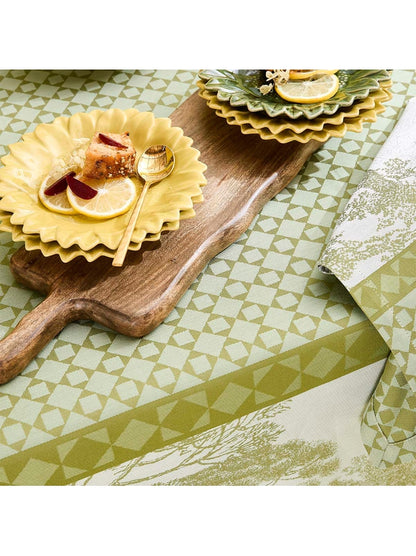 Serviette de table 55x55 en coton vert avec finition coins capuchons