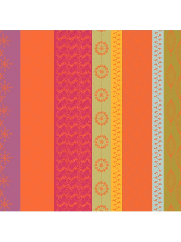 Serviette de table 48x48 en coton multicolore motif mille broderies samba