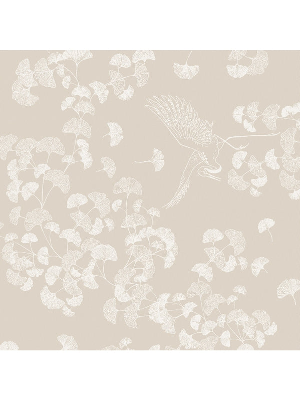 Serviette de table 55x55 en coton beige naturel motif Mille Ginkos