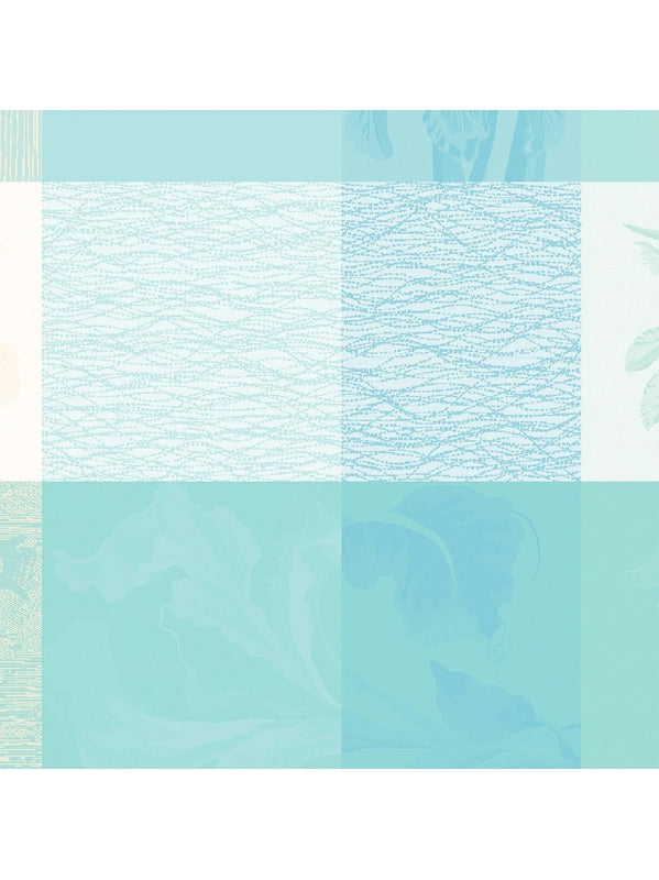 Serviette de table 55x55 en coton bleu aqua motif Mille Iris d'eau