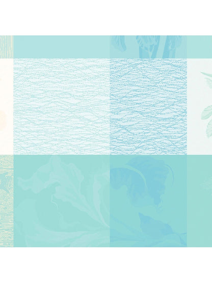 Serviette de table 55x55 en coton bleu aqua motif Mille Iris d'eau