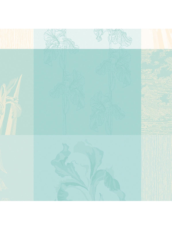 Serviette de table 55x55 en coton bleu aqua motif Mille Iris d'eau