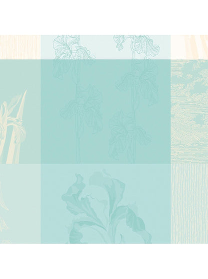 Serviette de table 55x55 en coton bleu aqua motif Mille Iris d'eau