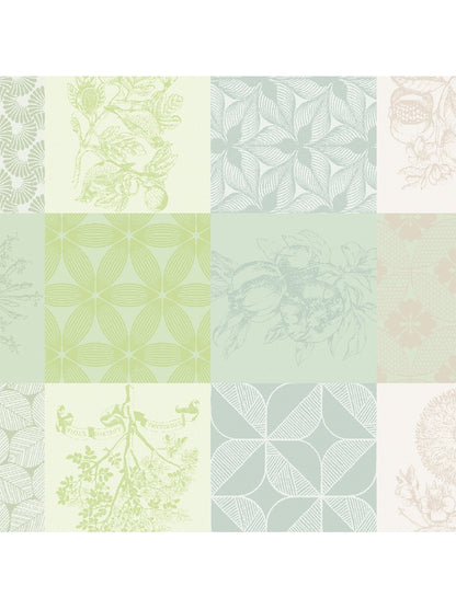 Serviette de table Mille Parfums Verde 55x55 en coton vert, finition ourlets soignes
