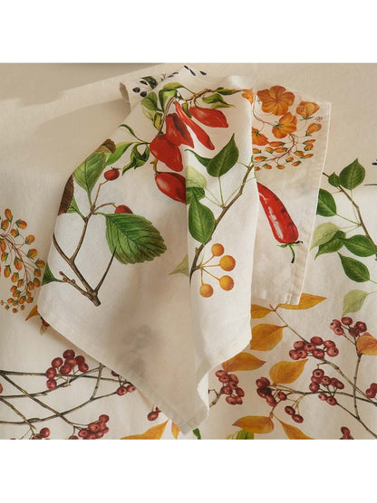 Serviette de table rouge motif piments doux Caliente 45x45 en coton et lin