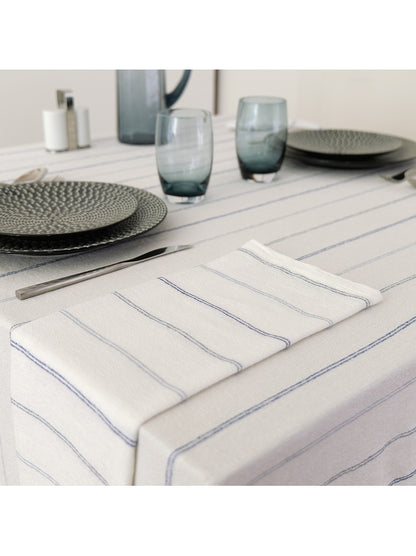 Serviette de table Rimini Blu 50x50 en coton lavé blanc, aspect légèrement froissé