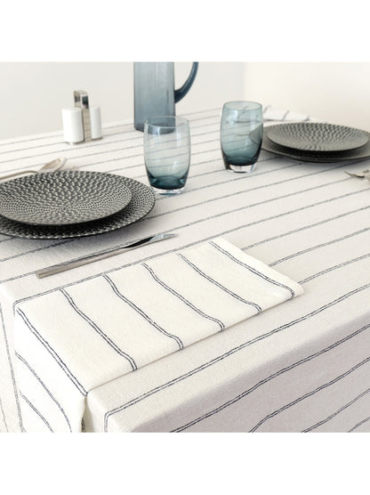 Serviette de table Rimini Nero en coton lavé blanc 50x50 cm