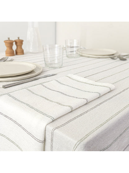 Serviette de table Rimini Verde 50x50 en coton lavé blanc