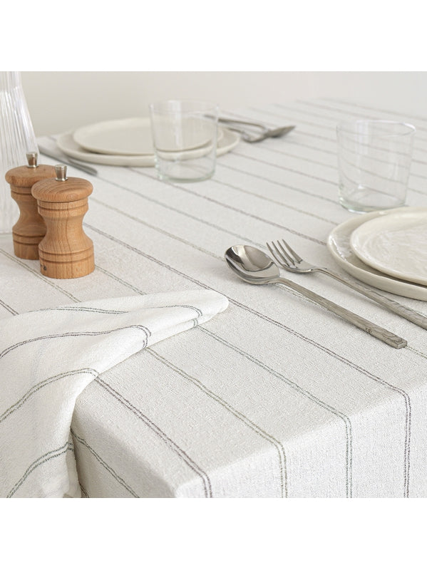 Serviette de table Rimini Verde 50x50 en coton lavé blanc