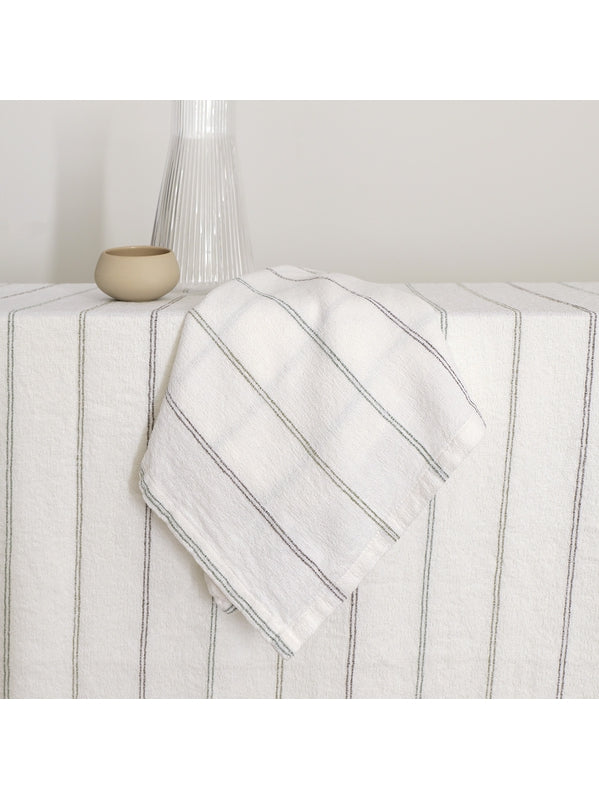Serviette de table Rimini Verde 50x50 en coton lavé blanc