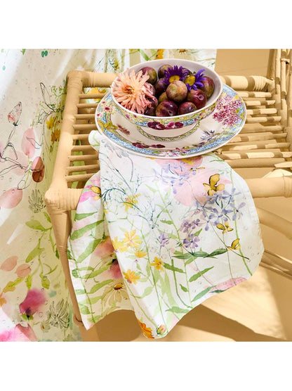 Serviette de table rose 45x45 en mélange coton lin, finition ourlets 10 mm