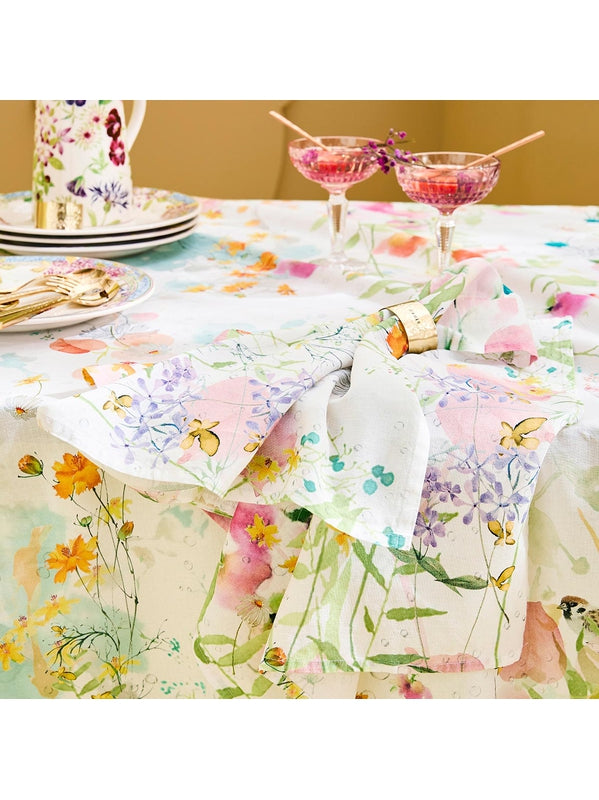 Serviette de table rose 45x45 en mélange coton lin, finition ourlets 10 mm
