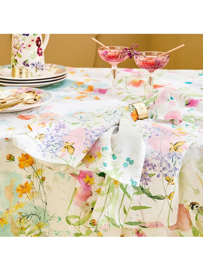 Serviette de table rose 45x45 en mélange coton lin, finition ourlets 10 mm