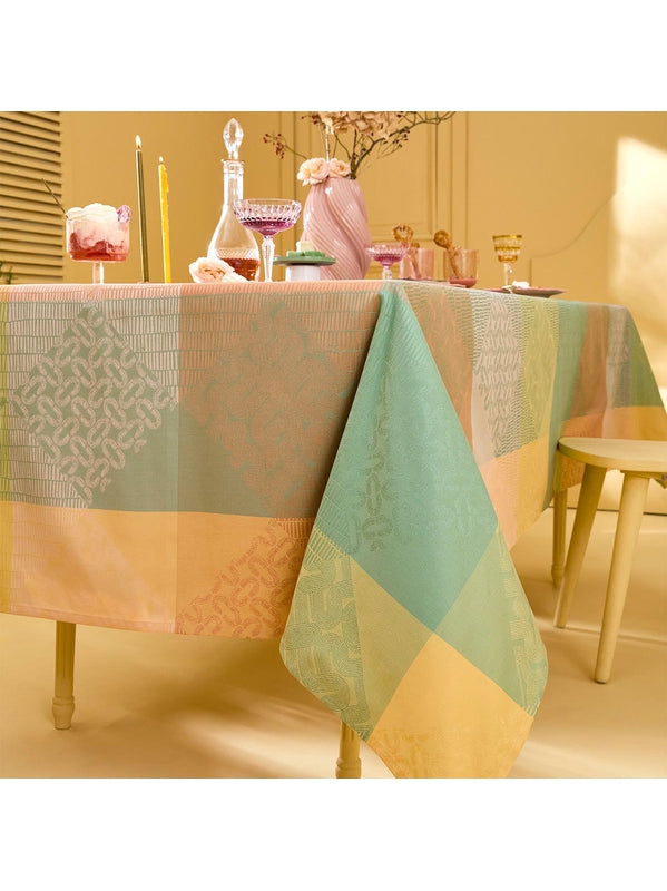 Set de table enduit 32x48 en coton rose pastel motif mille empreintes