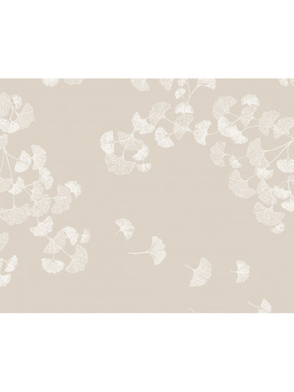 Set de table enduit beige 40x50 en coton motif ginkgo naturel