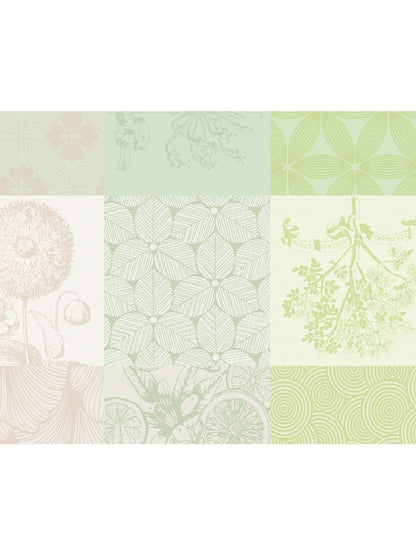 Set de table enduit 40x50 cm en coton, motif Mille Parfums, coloris vert