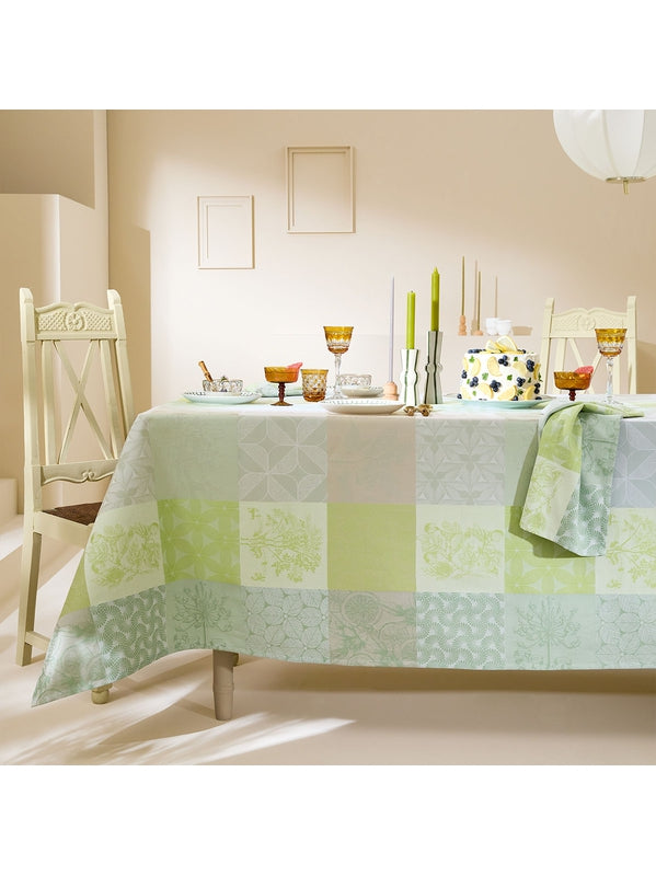 Set de table enduit 40x50 cm en coton, motif Mille Parfums, coloris vert