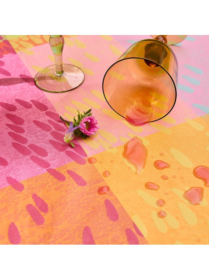 Set de table enduit 40x50 en coton rose motif mille sources berlingot