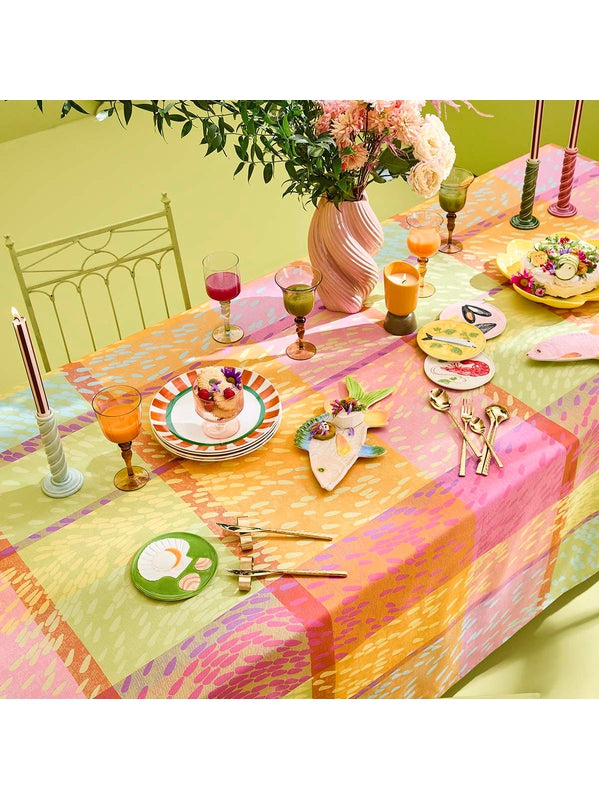 Set de table enduit 40x50 en coton rose motif mille sources berlingot