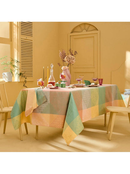 Set de table 32x48 en coton rose motif mille empreintes pastel