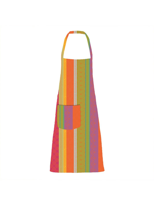 Tablier de cuisine enduit multicolore Mille Broderies Samba avec poche, 72x85 cm