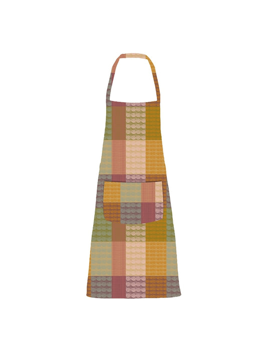 Tablier enduit Mille Halos Prunus orange avec poche, format 75x85 cm