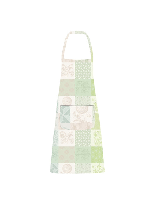 Tablier enduit Mille Parfums Verde vert avec poche, format 75x85 cm