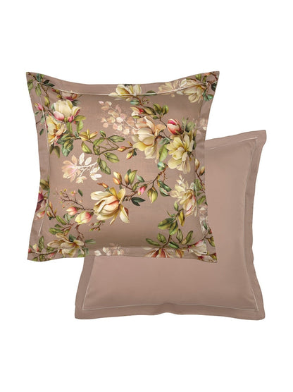 TAIE D'OREILLER MAGNOLIAS ROSE FUME