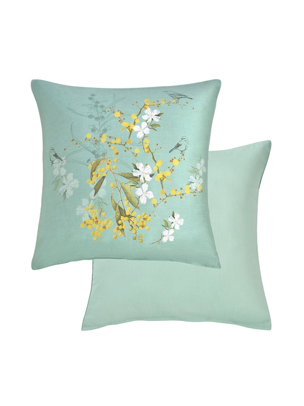 TAIE D'OREILLER MIMOSAS D'ETE TURQUOISE