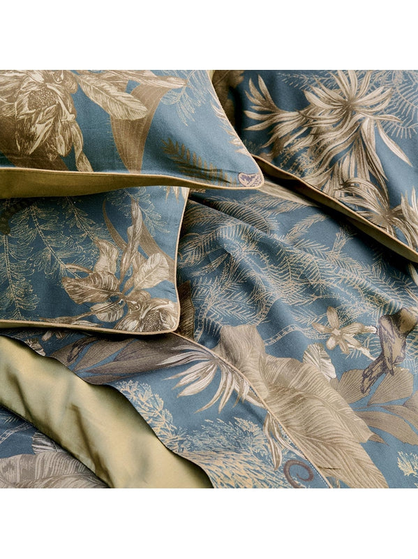 TAIE D'OREILLER RAINFOREST BLEU DORE