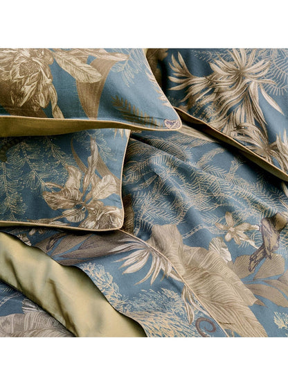 TAIE D'OREILLER RAINFOREST BLEU DORE