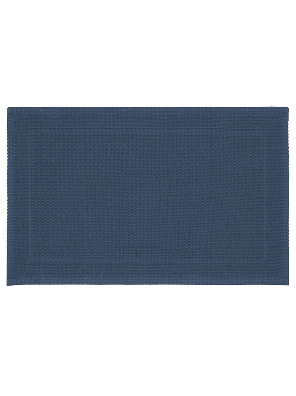 Tapis de bain Antica navy 50x80 cm en coton bleu, épais et absorbant