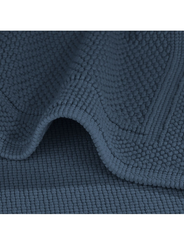 Tapis de bain Antica navy 50x80 cm en coton bleu, épais et absorbant